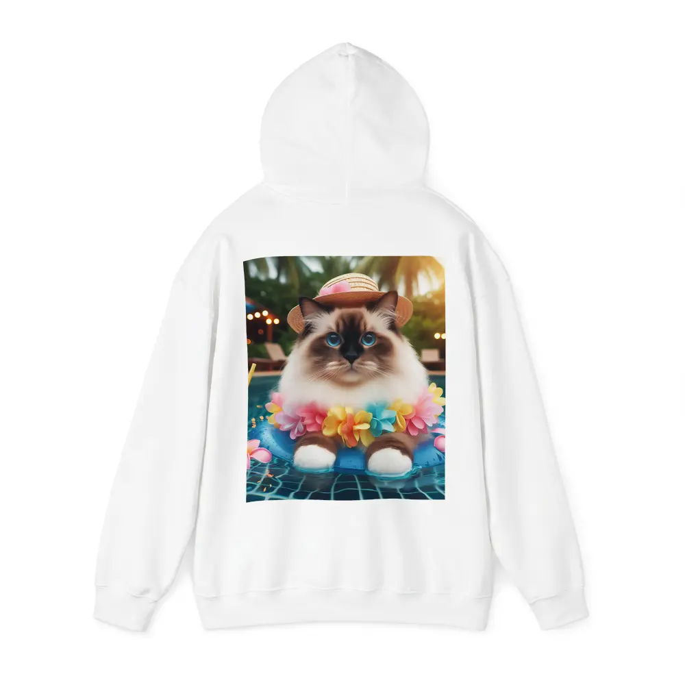 Ragdoll Cat Relaxing by Tropical Pool – Hoodies