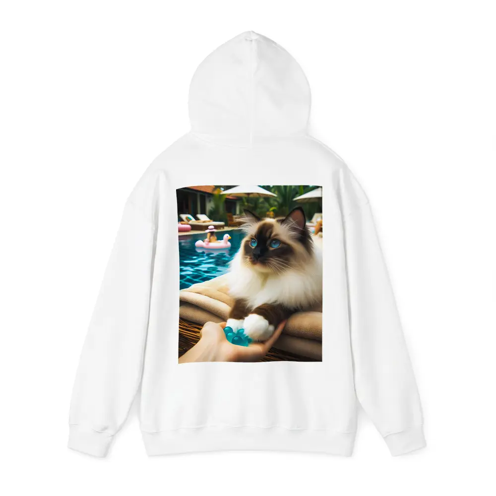 Birman Cat Relaxing By Tropical Pool – Hoodies