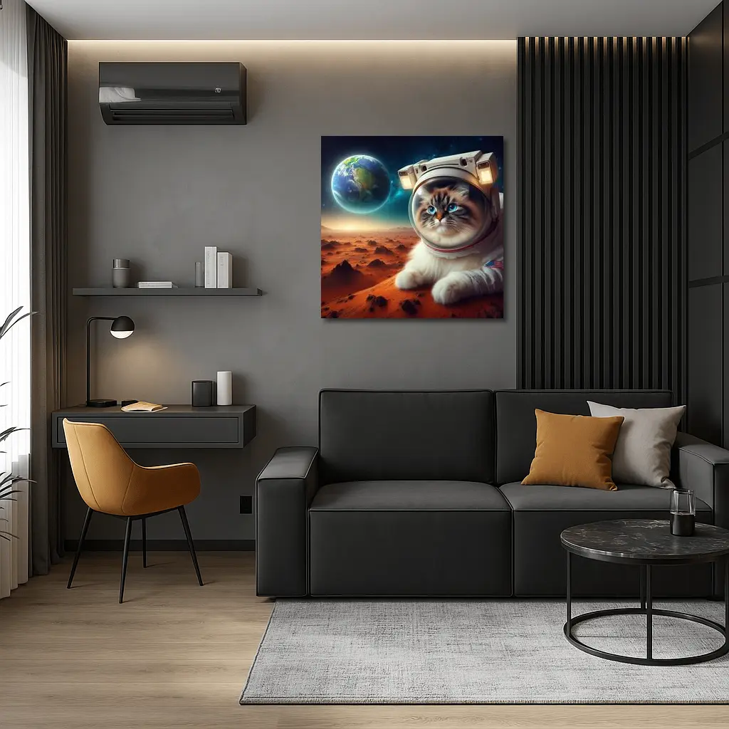 Ragdoll Cat Astronaut on Mars Surface – Wall Art