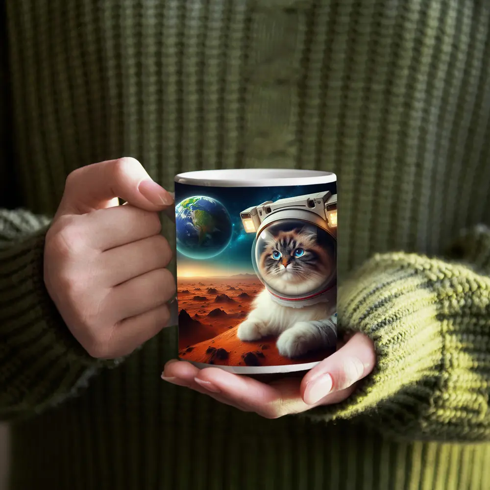 Ragdoll Cat Astronaut on Mars Surface – Mugs