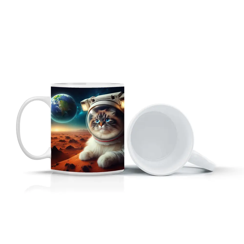 Ragdoll Cat Astronaut on Mars Surface – Mugs