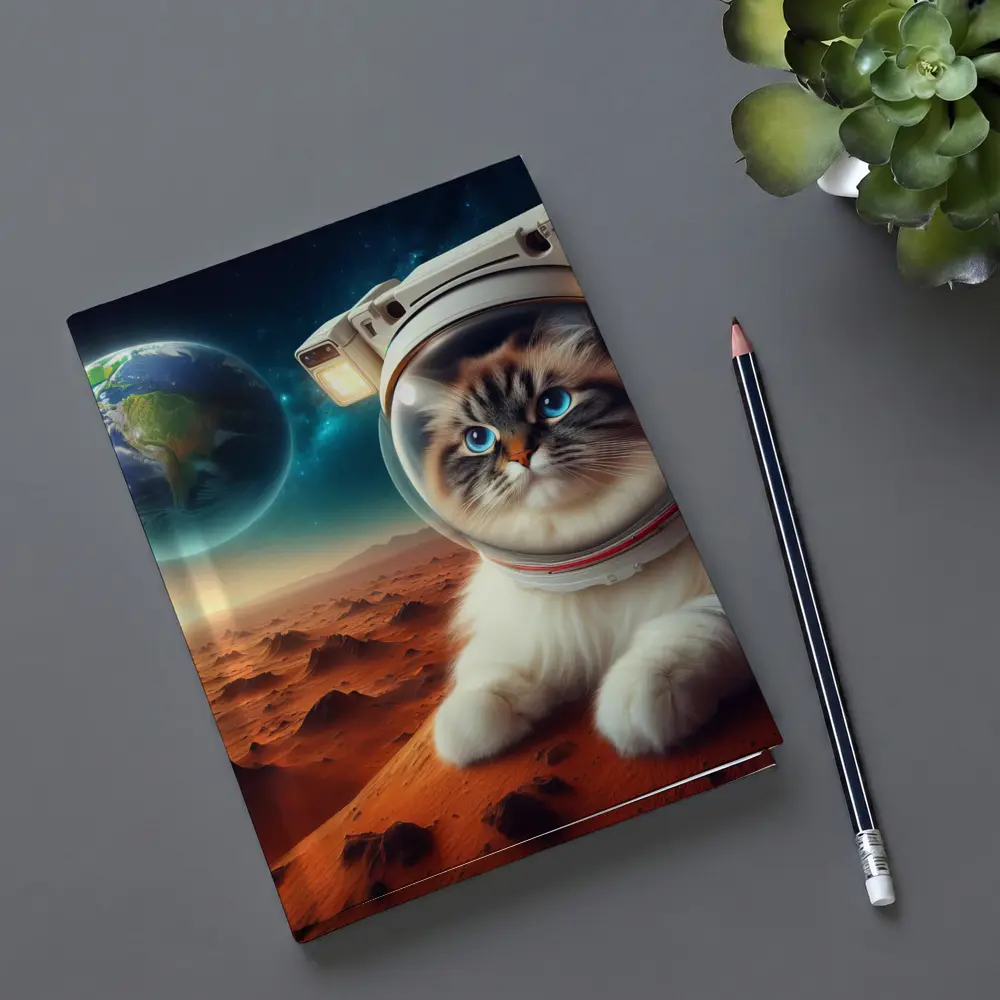 Ragdoll Cat Astronaut on Mars Surface – Notebooks
