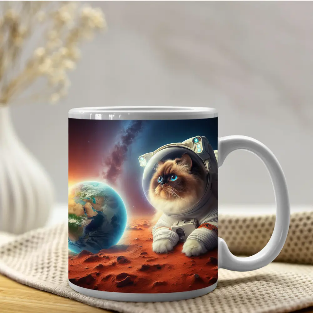Himalayan Cat Astronaut On Mars Surface – Mugs