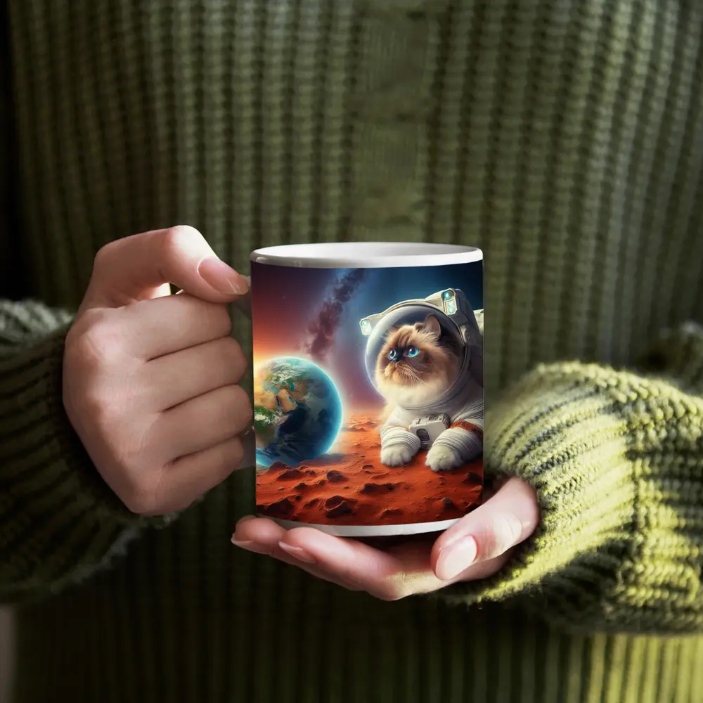 Himalayan Cat Astronaut On Mars Surface – Mugs