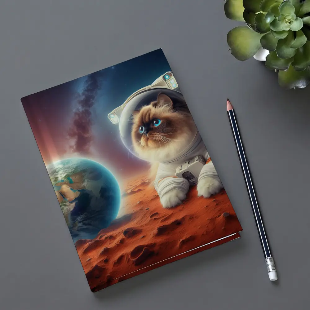 Himalayan Cat Astronaut On Mars Surface – Notebooks