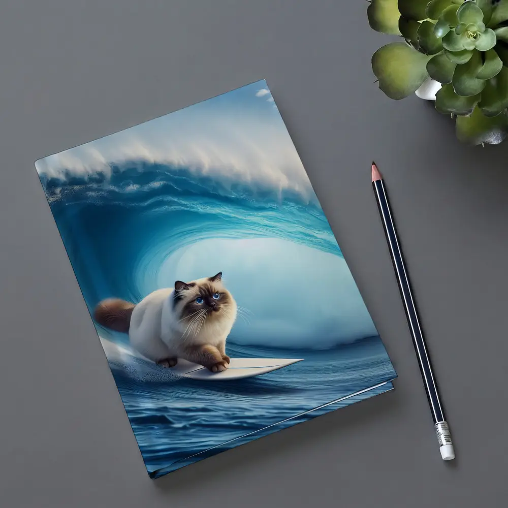 Birman Cat Surfing Giant Ocean Wave – Notebooks