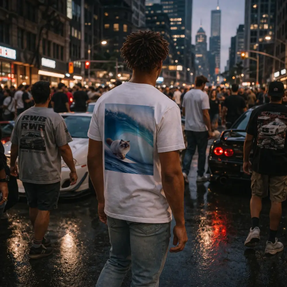 Birman Cat Surfing Giant Ocean Wave – T-Shirts
