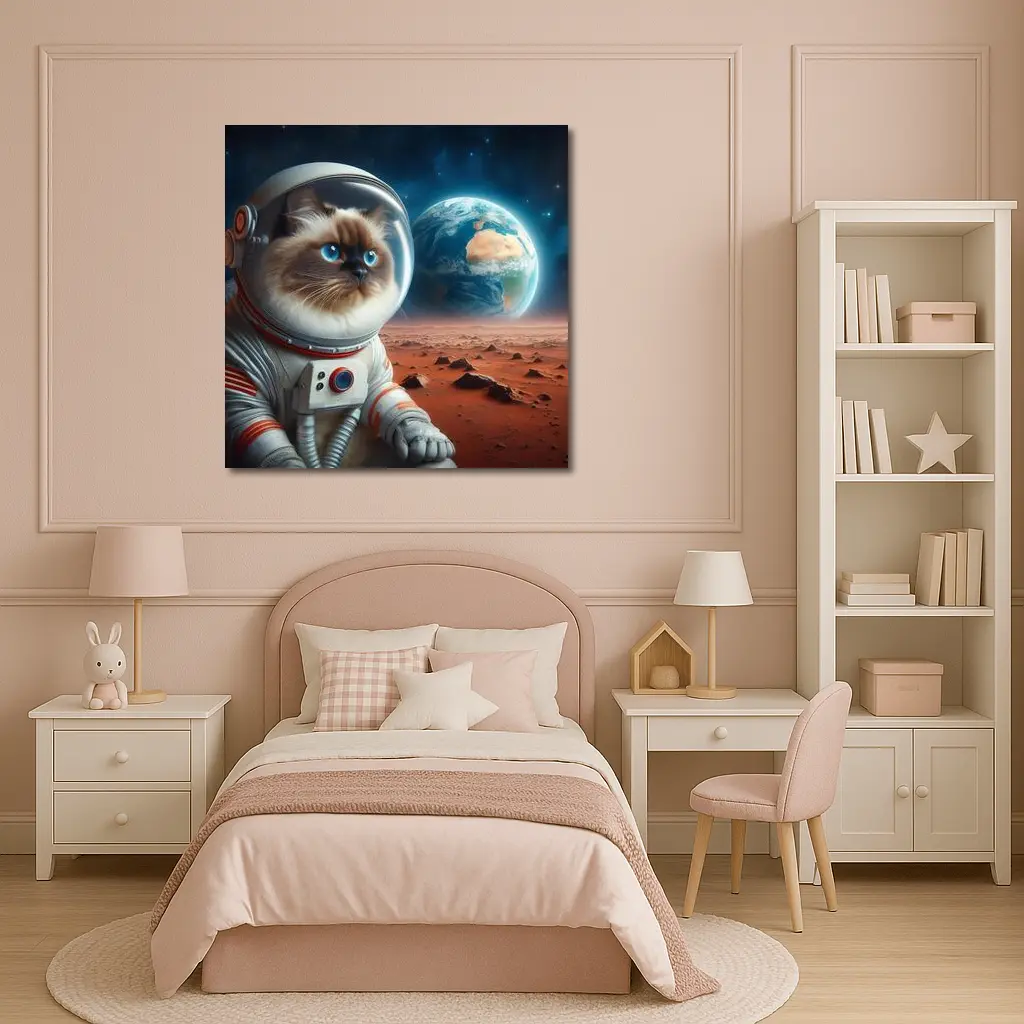 Ragdoll Cat Astronaut On Mars Surface – Wall Art
