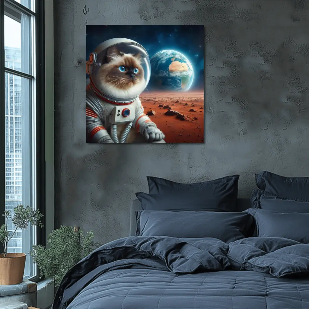 Ragdoll Cat Astronaut On Mars Surface – Wall Art