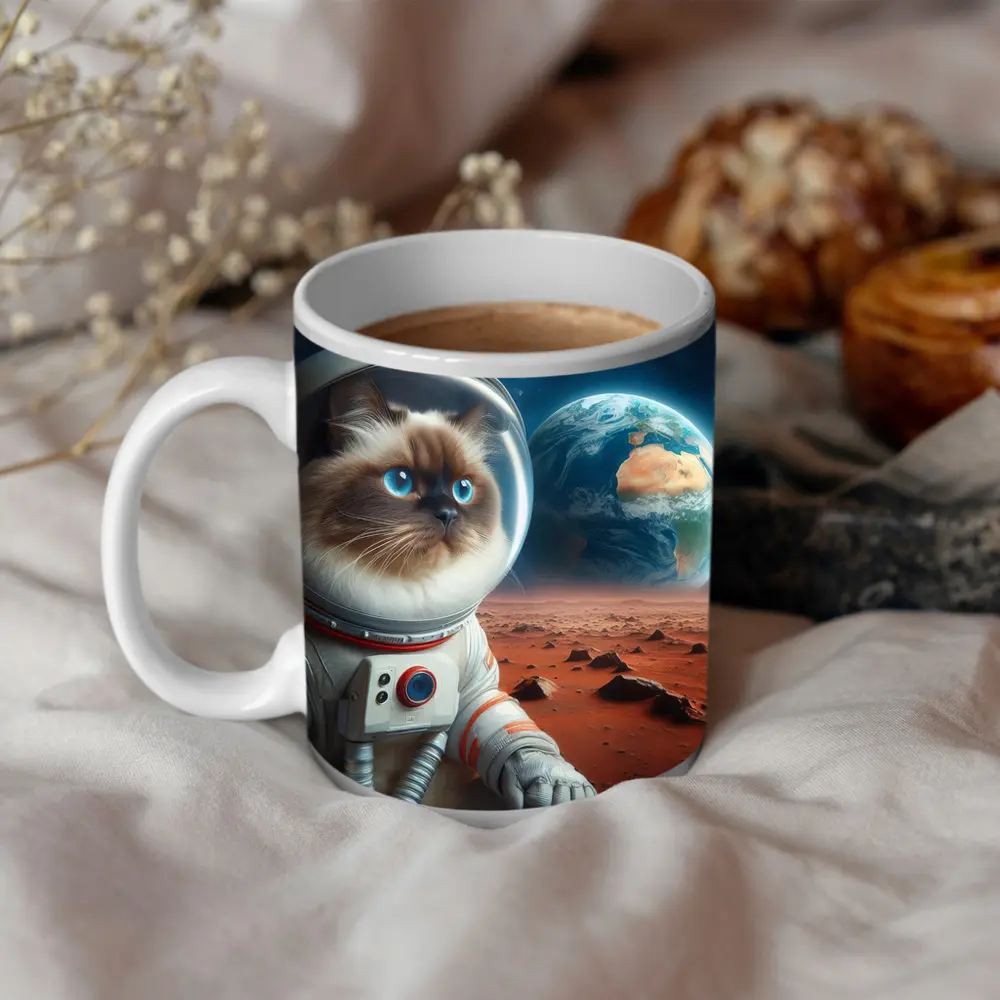 Ragdoll Cat Astronaut On Mars Surface – Mugs