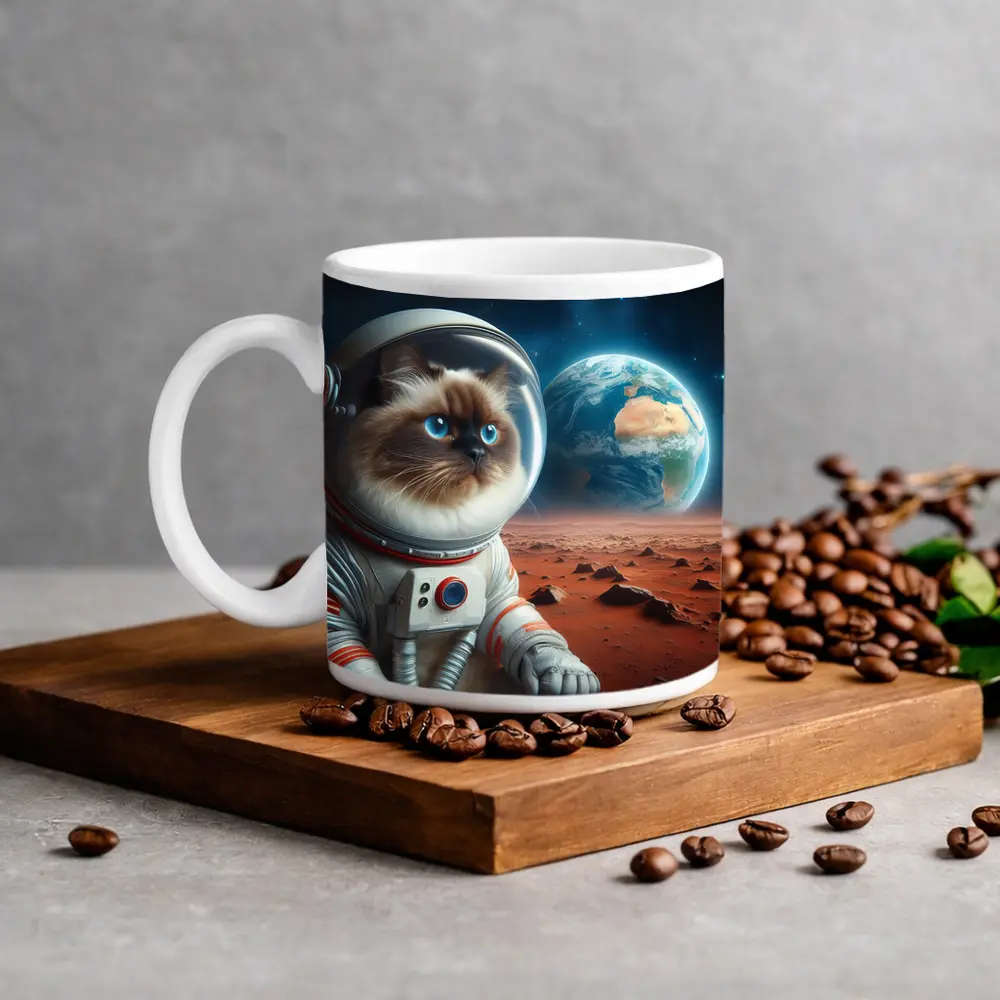Ragdoll Cat Astronaut On Mars Surface – Mugs