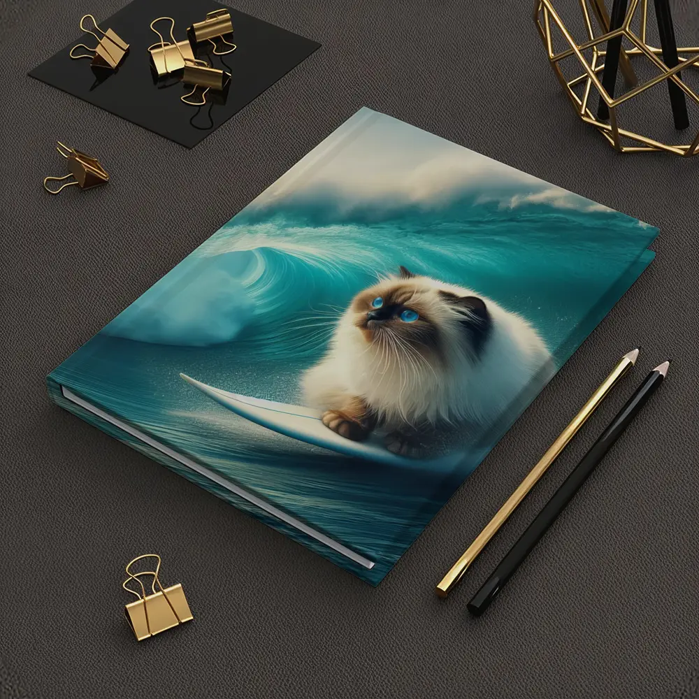 Ragdoll Cat Surfing Massive Ocean Wave – Notebooks