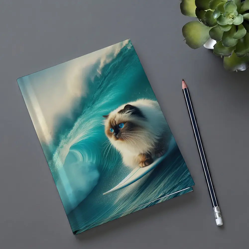 Ragdoll Cat Surfing Massive Ocean Wave – Notebooks