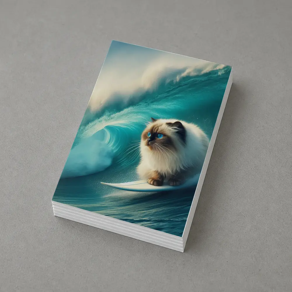 Ragdoll Cat Surfing Massive Ocean Wave – Postcards