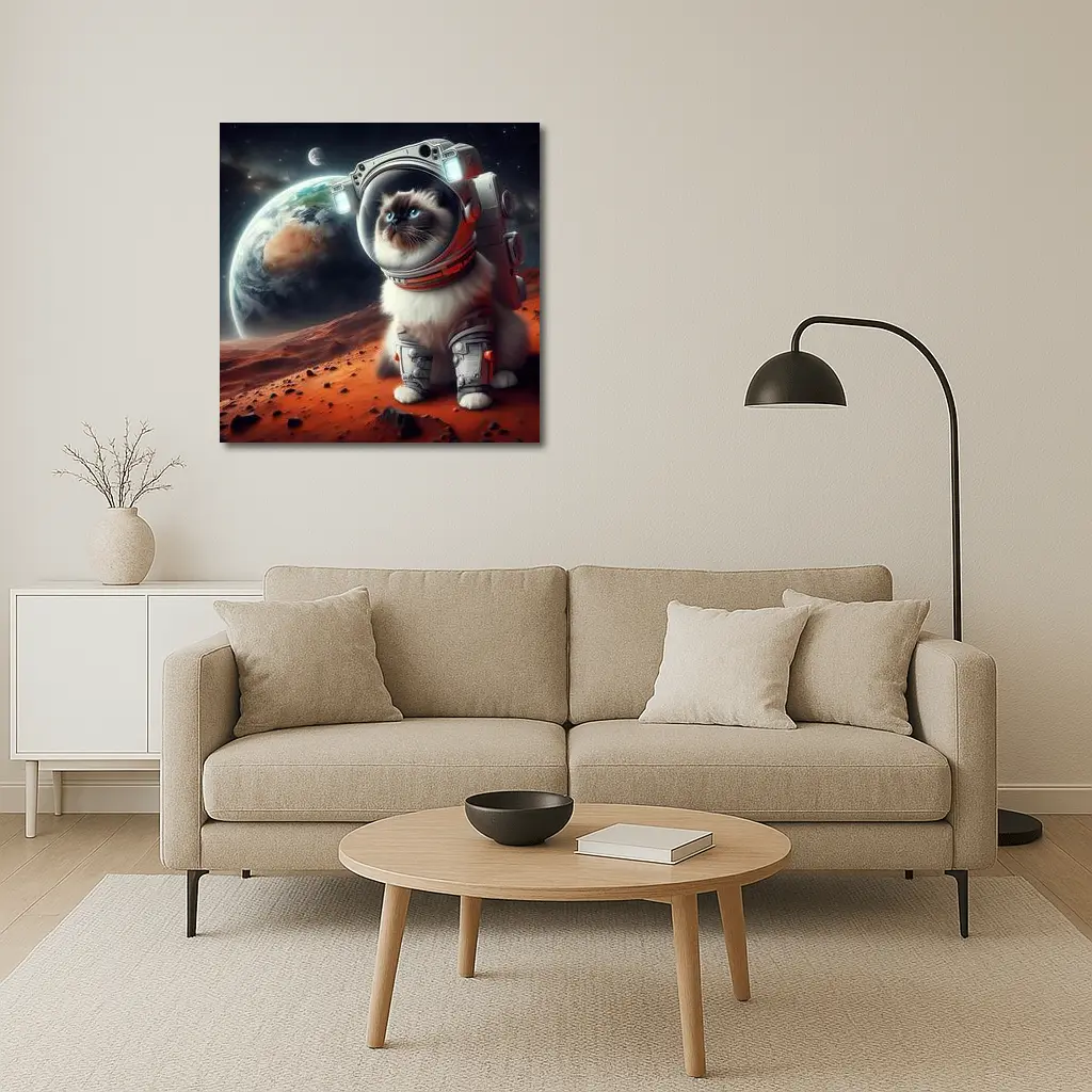 Birman Cat Astronaut on Mars Space – Wall Art