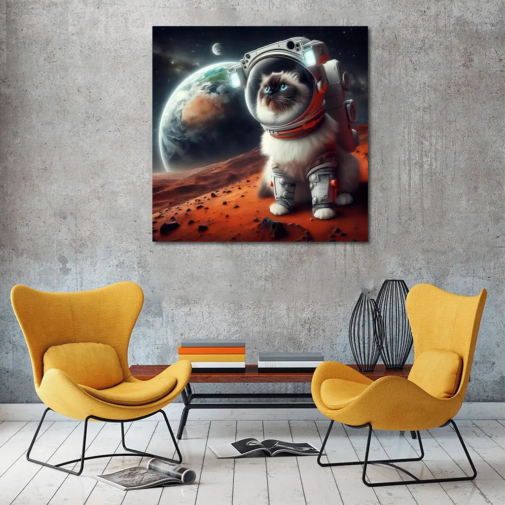 Birman Cat Astronaut on Mars Space – Wall Art