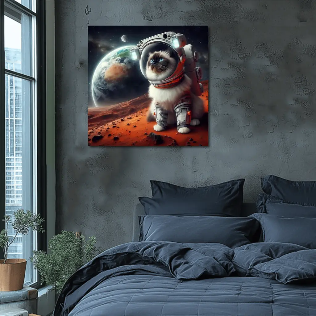 Birman Cat Astronaut on Mars Space – Wall Art
