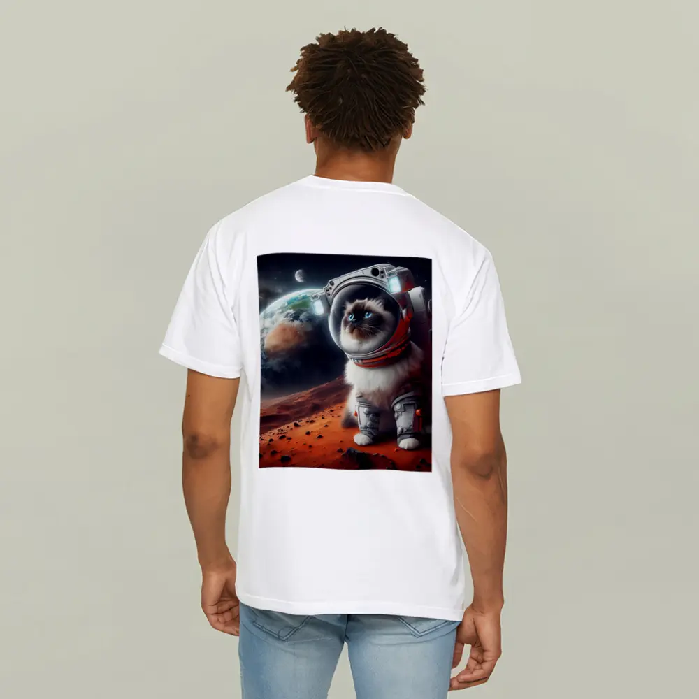 Birman Cat Astronaut on Mars Space – T-Shirts