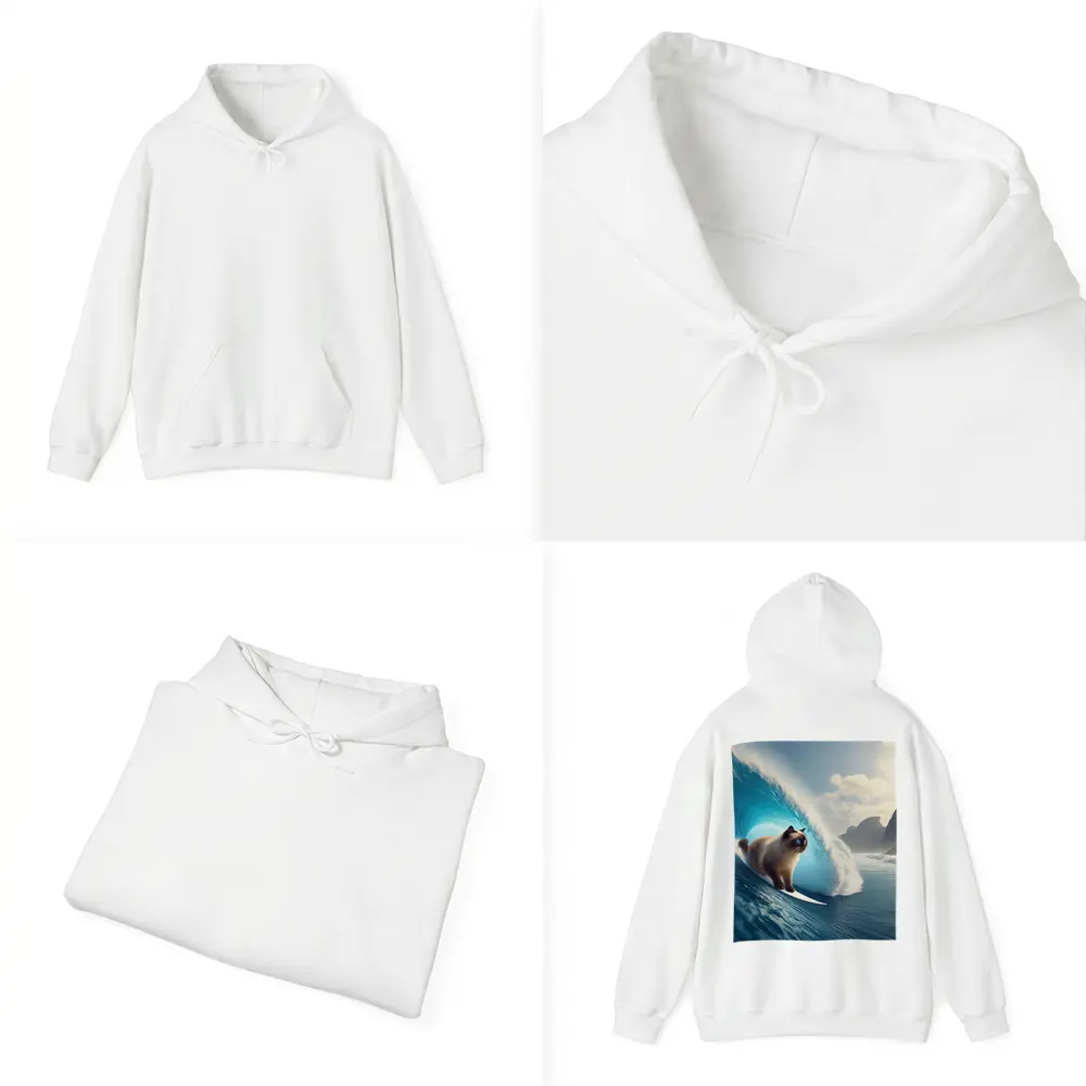 Siamese Cat Surfing Giant Ocean Wave – Hoodies