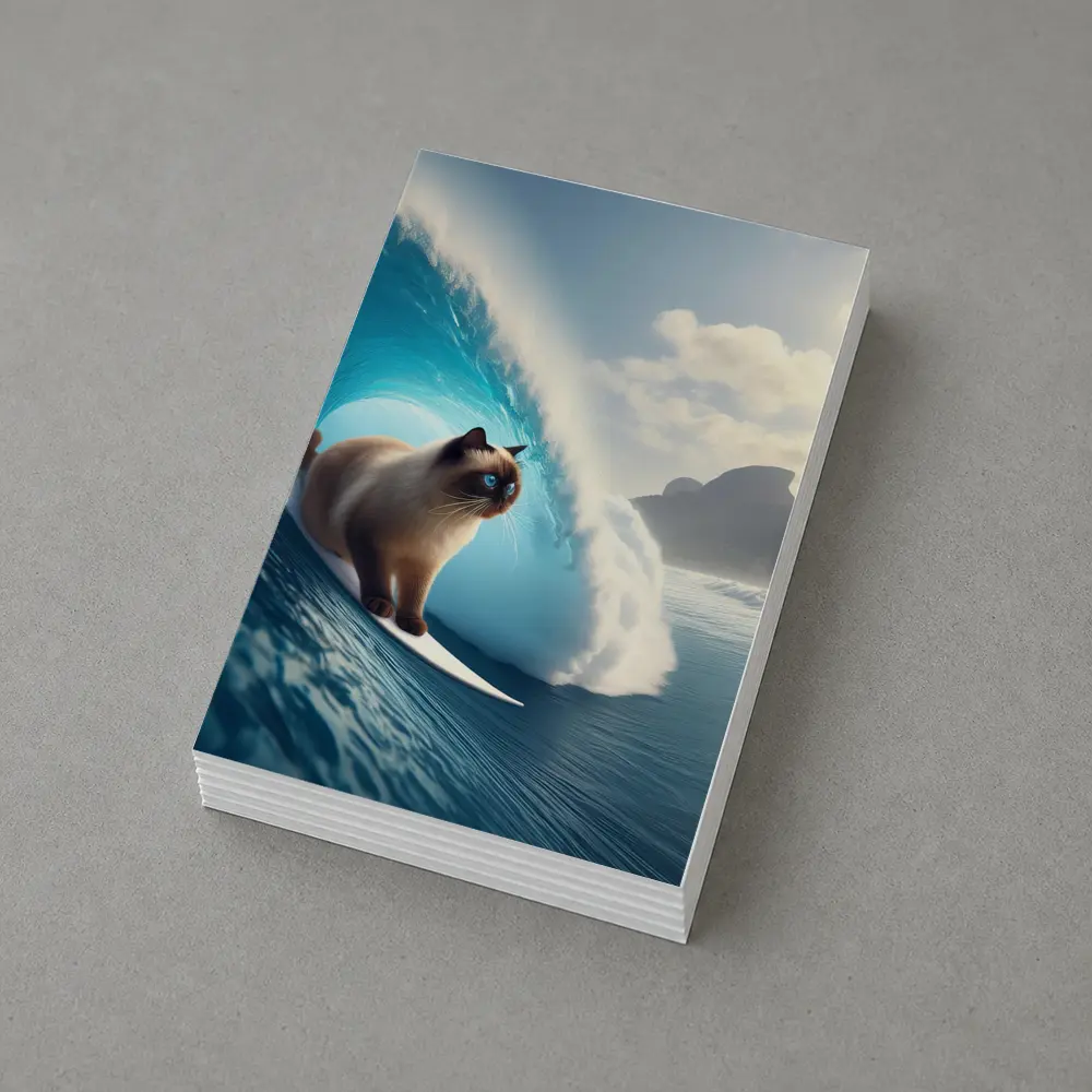 Siamese Cat Surfing Giant Ocean Wave – Postcards