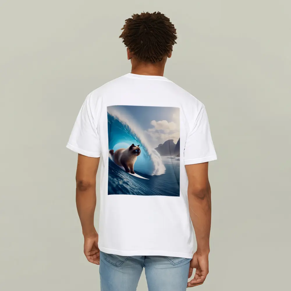 Siamese Cat Surfing Giant Ocean Wave – T-Shirts