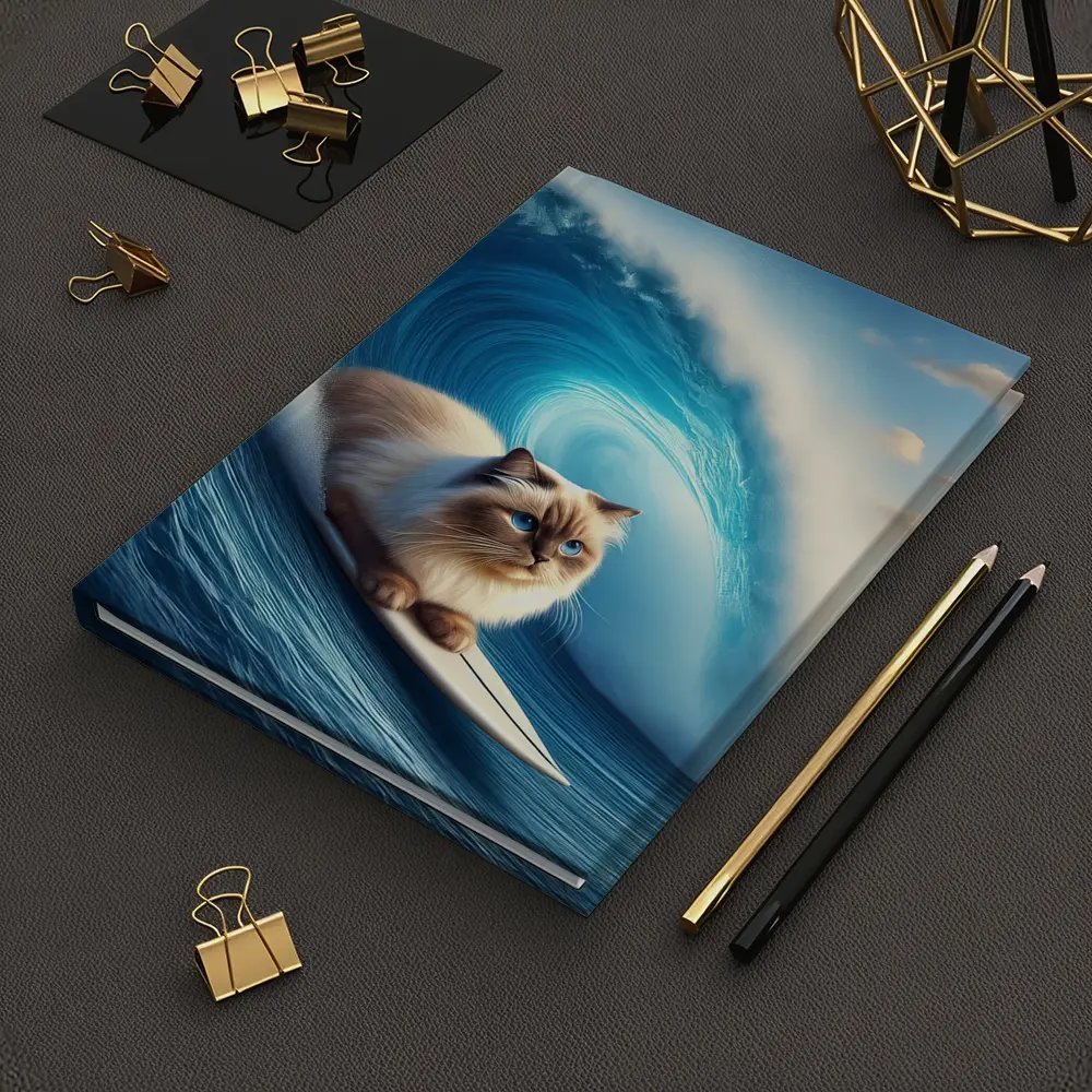 Ragdoll Cat Surfing Giant Ocean Wave – Notebooks
