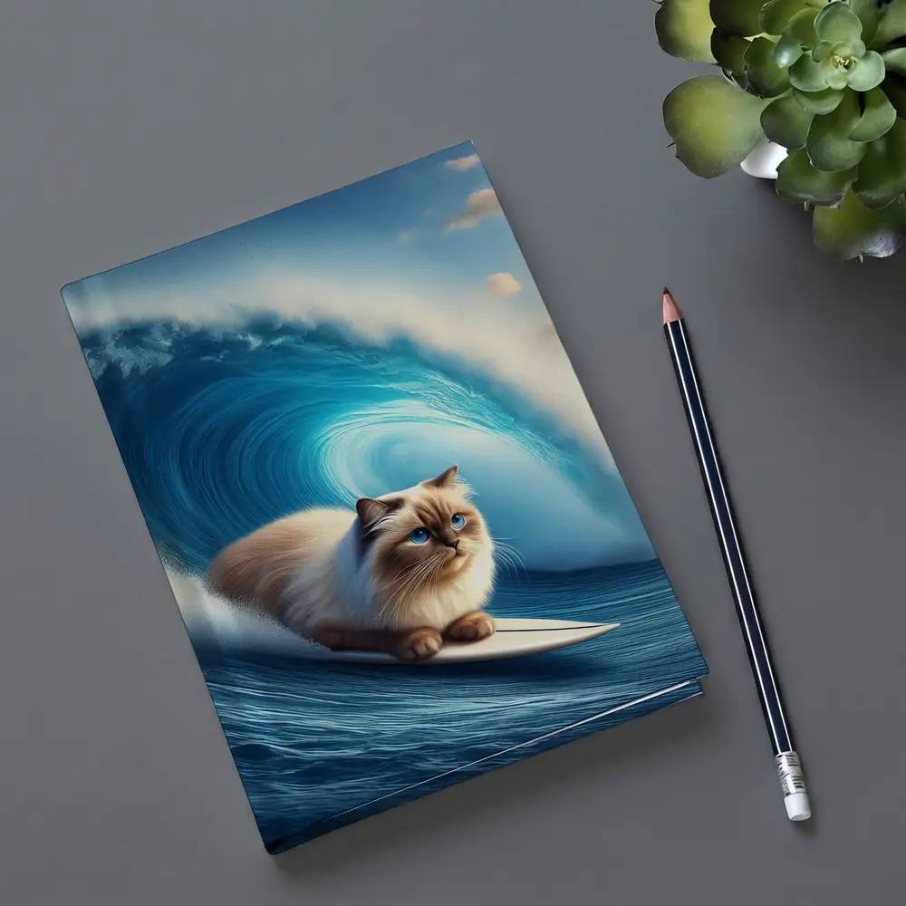 Ragdoll Cat Surfing Giant Ocean Wave – Notebooks