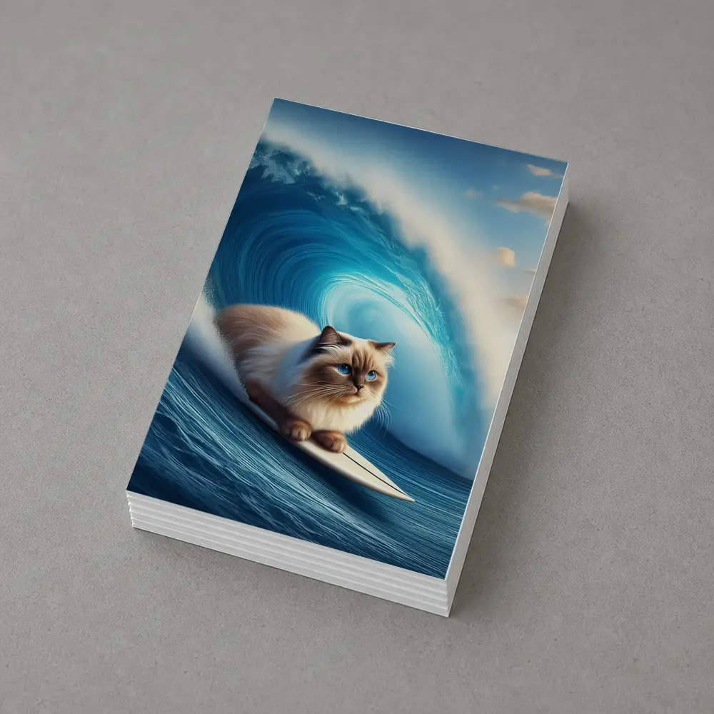 Ragdoll Cat Surfing Giant Ocean Wave – Postcards