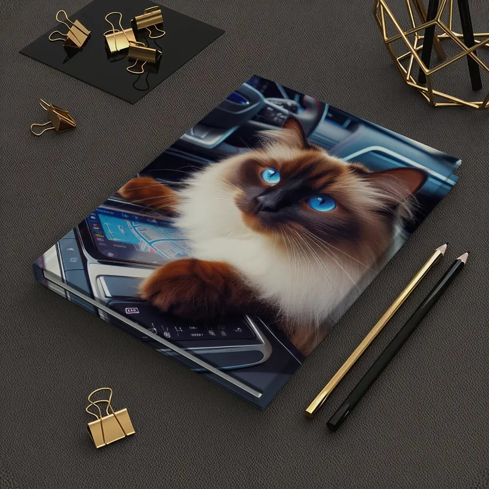 Birman Cat Sitting Inside Car Interior – Notebooks