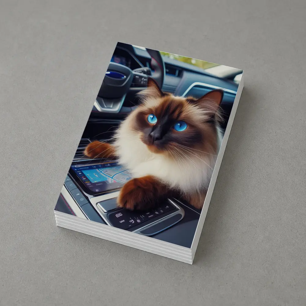 Birman Cat Sitting Inside Car Interior – Postcards