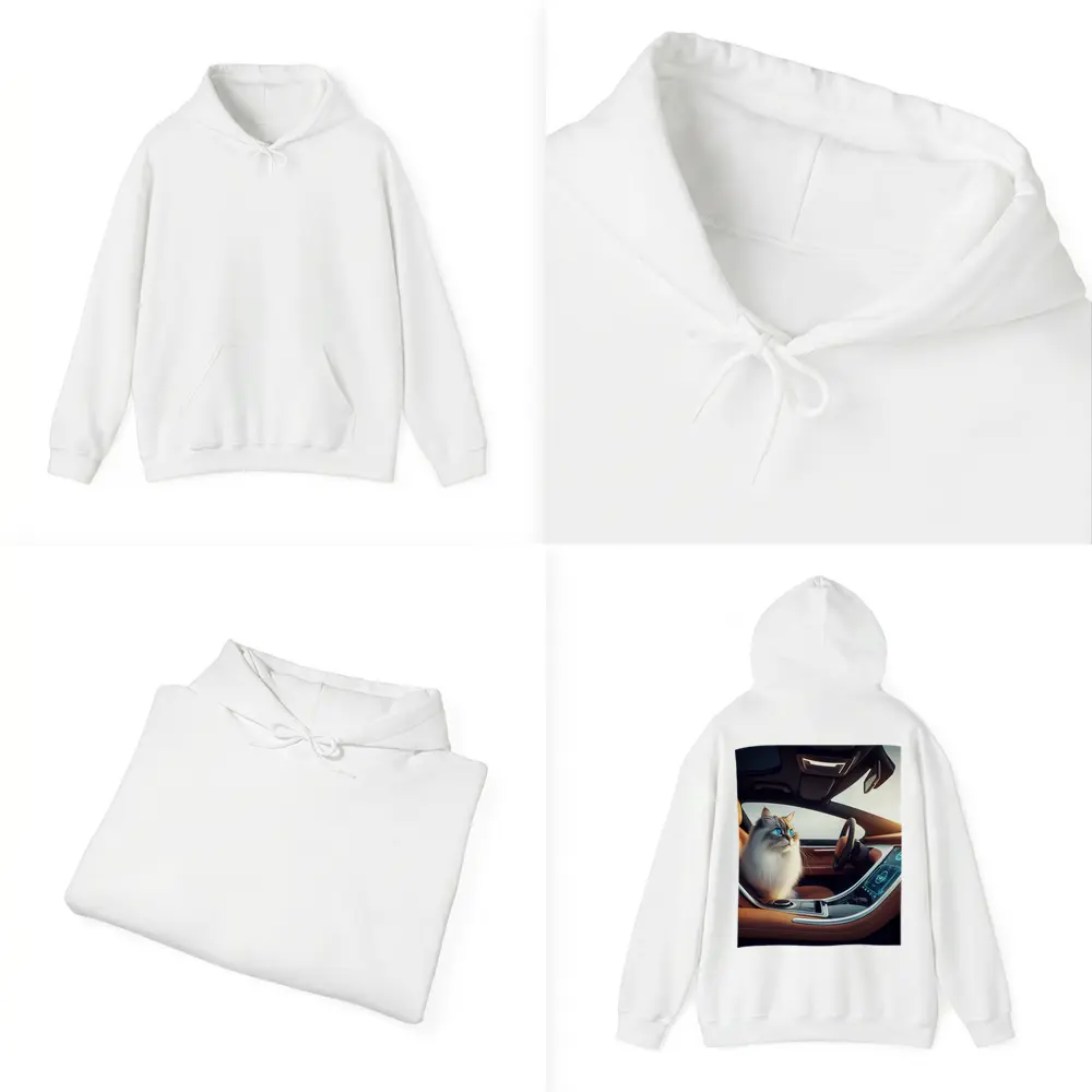 Ragdoll Cat Sitting Inside Luxury Car – Hoodies