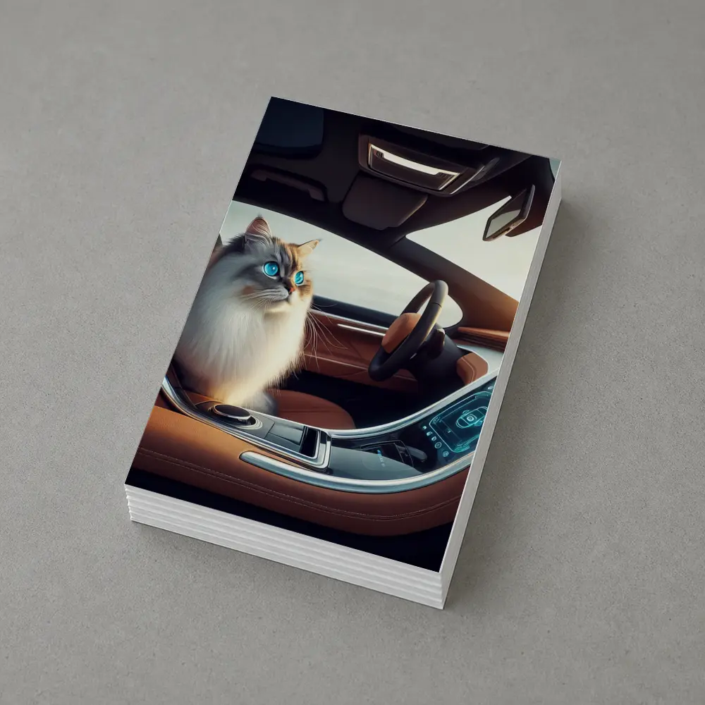 Ragdoll Cat Sitting Inside Luxury Car – Postcards
