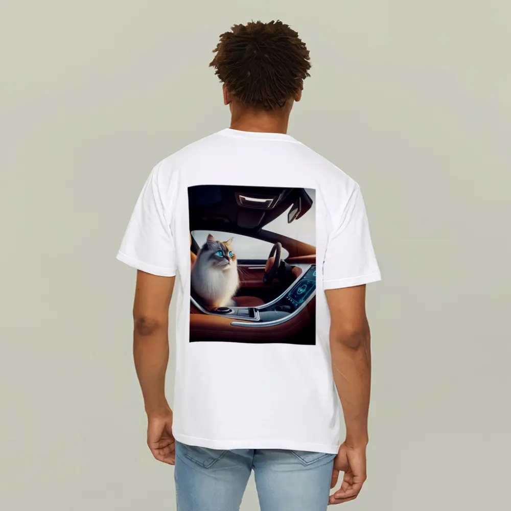 Ragdoll Cat Sitting Inside Luxury Car – T-Shirts
