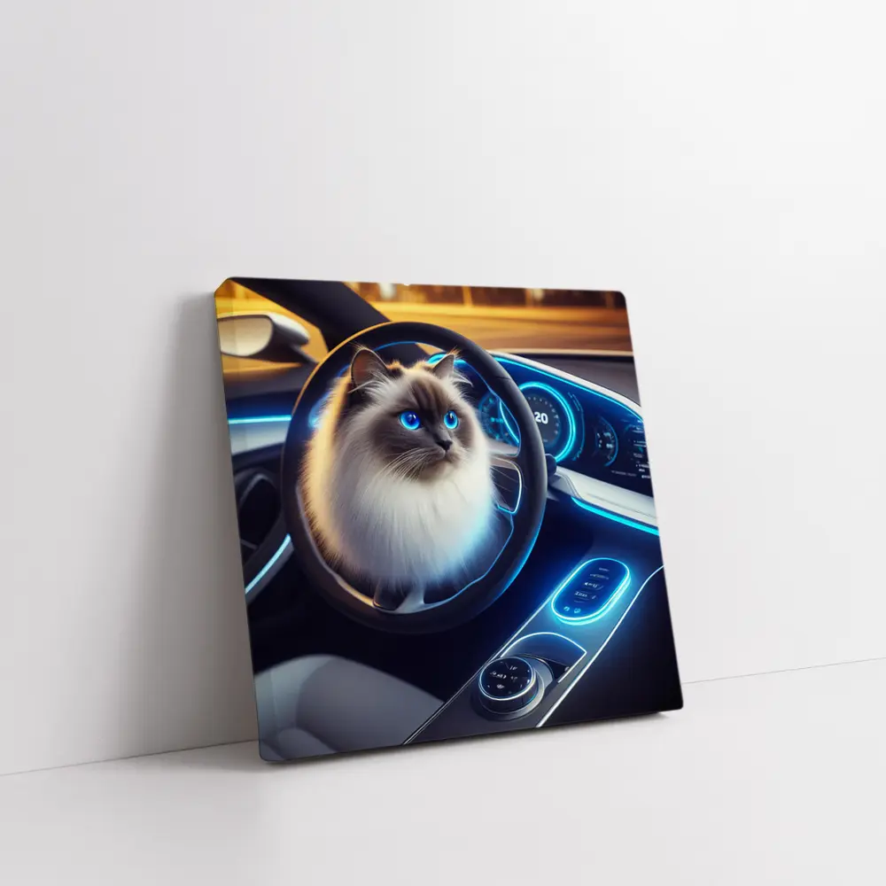 Ragdoll Cat Sitting Inside Futuristic Car – Wall Art