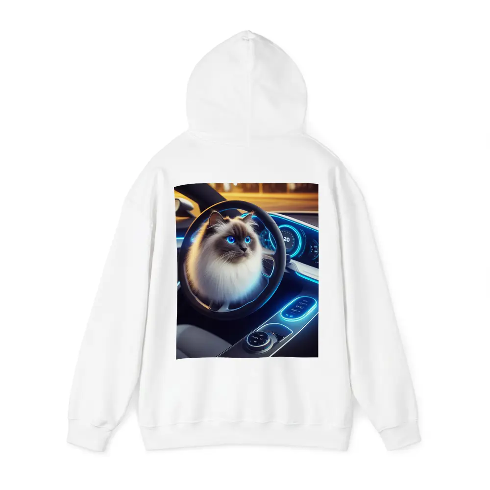 Ragdoll Cat Sitting Inside Futuristic Car – Hoodies