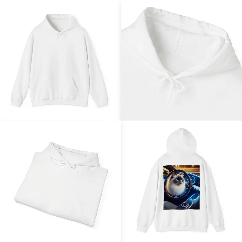 Ragdoll Cat Sitting Inside Futuristic Car – Hoodies