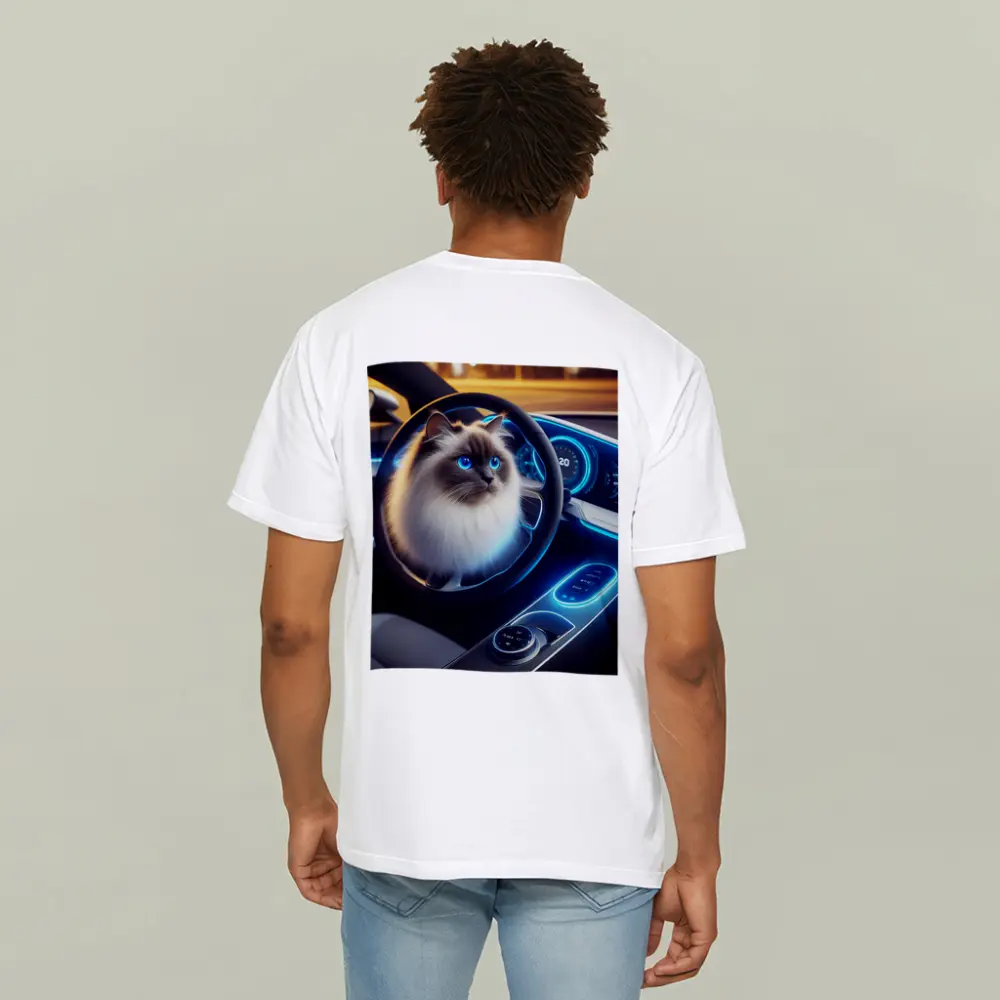 Ragdoll Cat Sitting Inside Futuristic Car – T-Shirts
