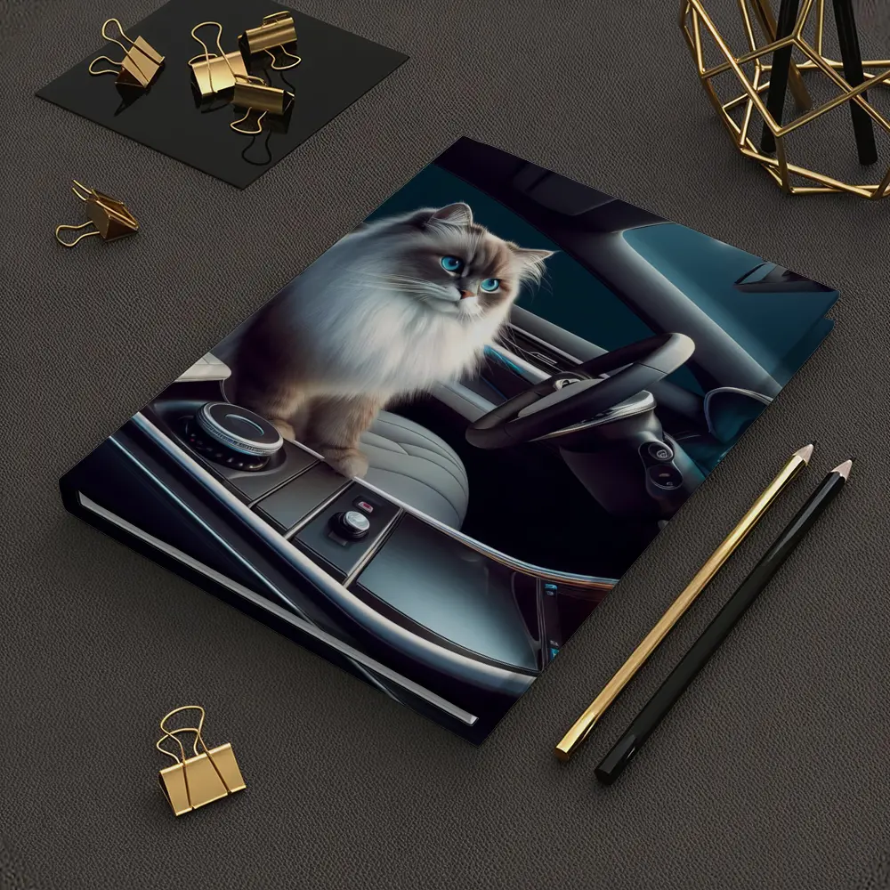 Ragdoll Cat Inside Luxury Car Interior – Notebooks