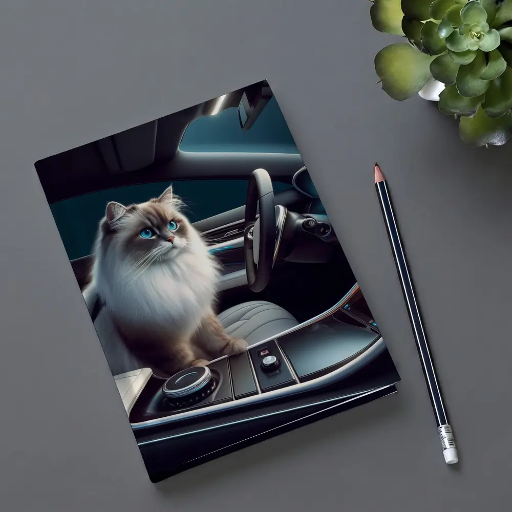 Ragdoll Cat Inside Luxury Car Interior – Notebooks