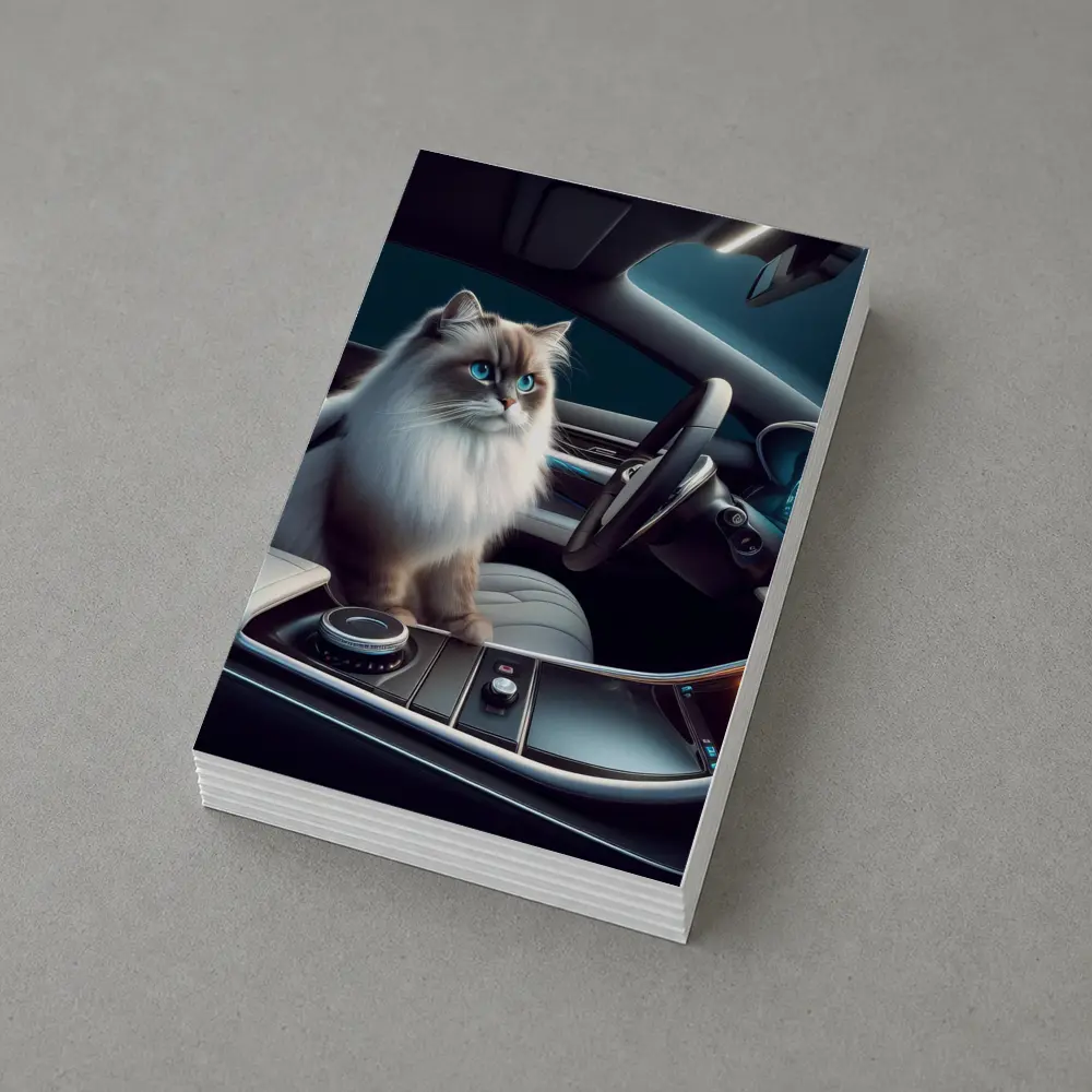 Ragdoll Cat Inside Luxury Car Interior – Postcards