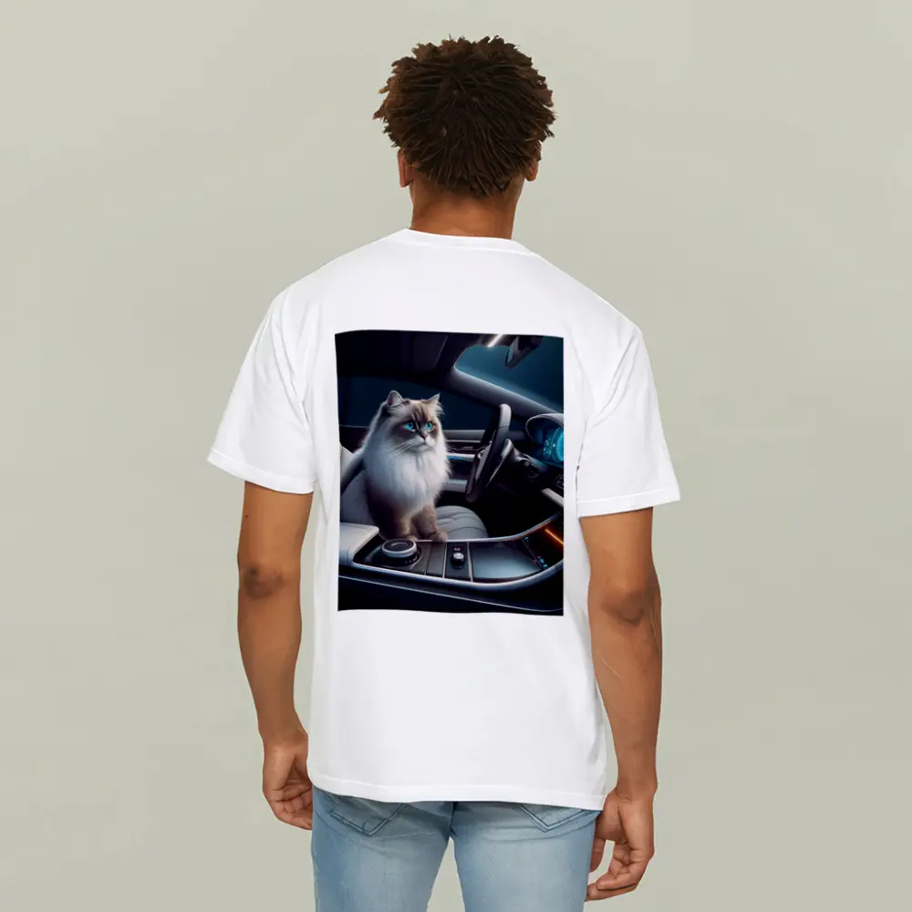 Ragdoll Cat Inside Luxury Car Interior – T-Shirts