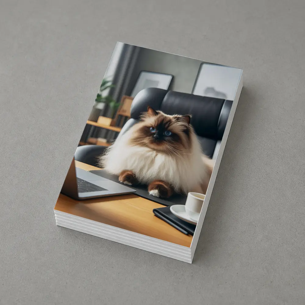 Himalayan Cat Sitting at Office Desk – Postcards