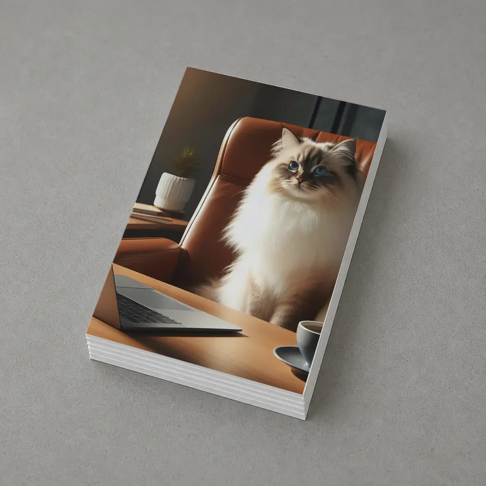 Birman Cat Sitting at Office Desk – Postcards