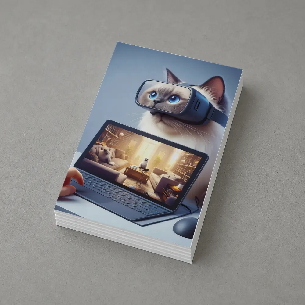 Ragdoll Cat Wearing VR Headset Blue Background – Postcards