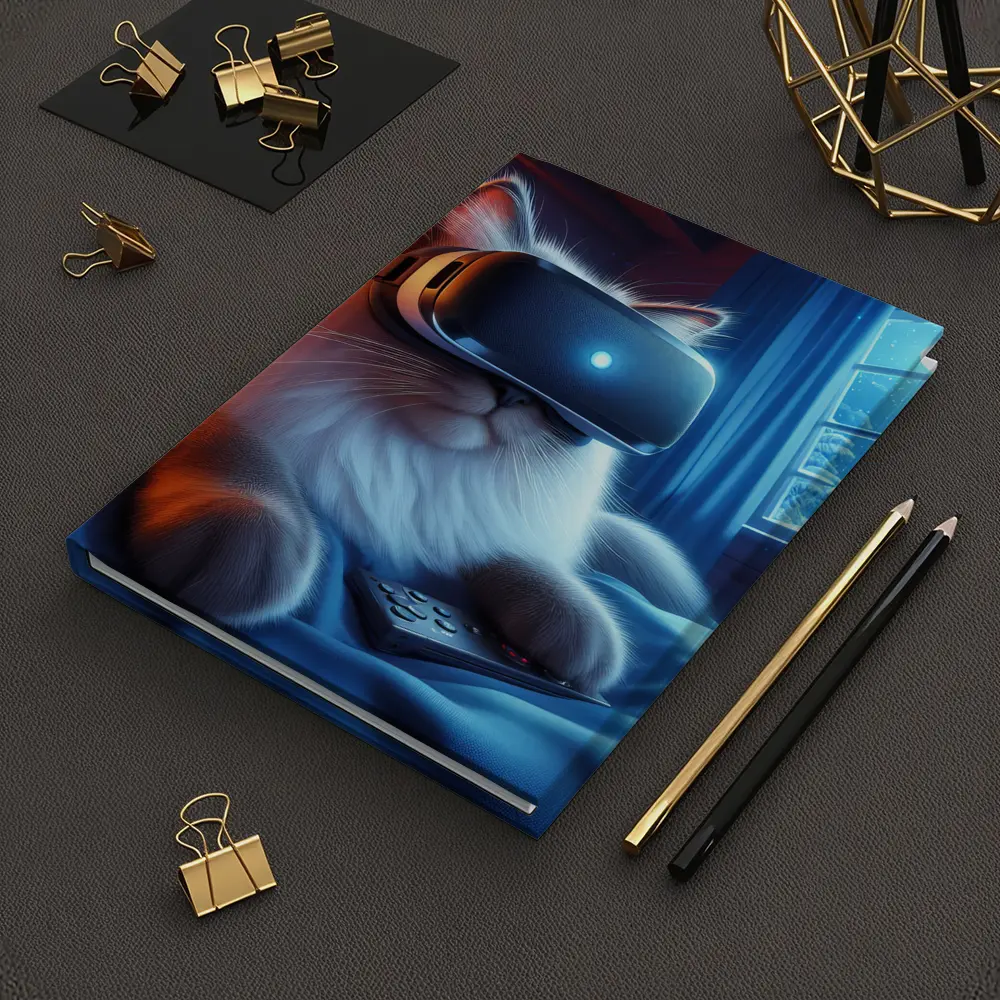 Fluffy Cat VR Headset Cozy Winter Night – Notebooks