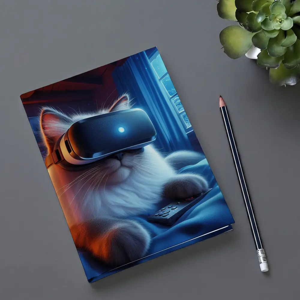 Fluffy Cat VR Headset Cozy Winter Night – Notebooks