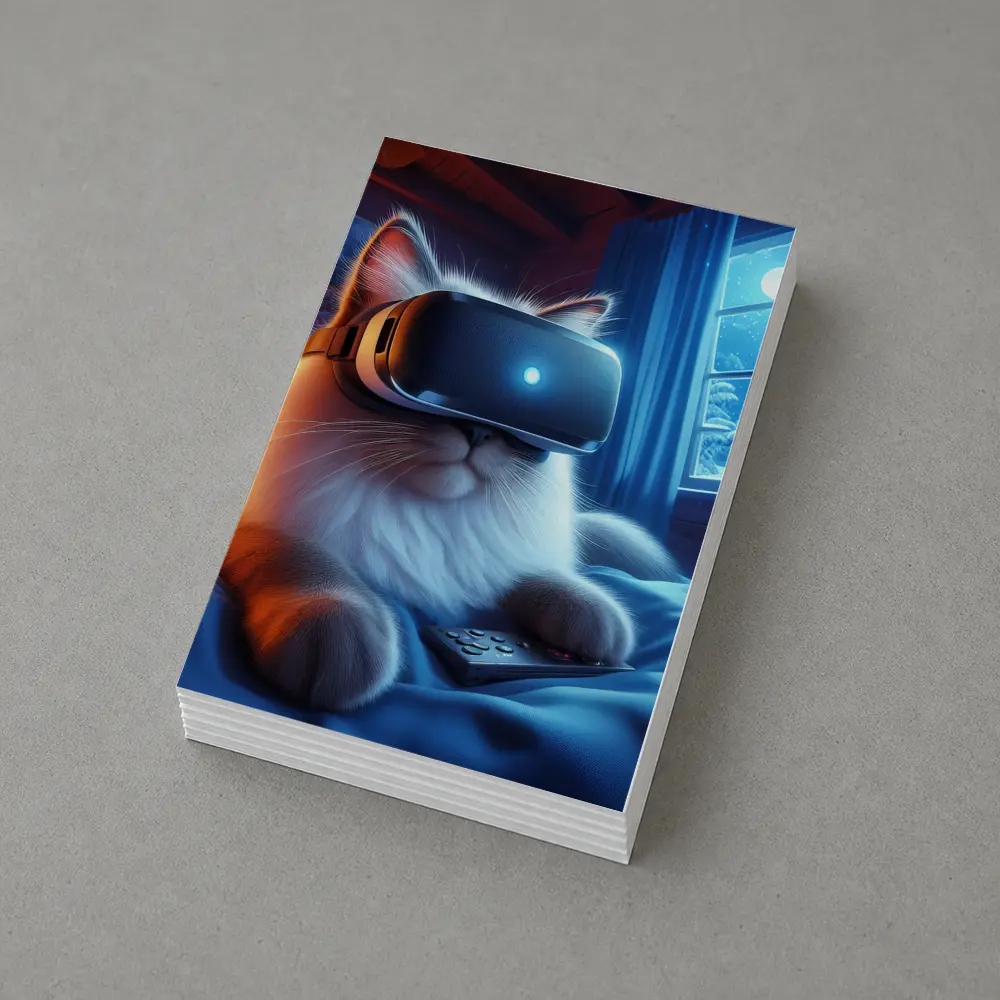 Fluffy Cat VR Headset Cozy Winter Night – Postcards