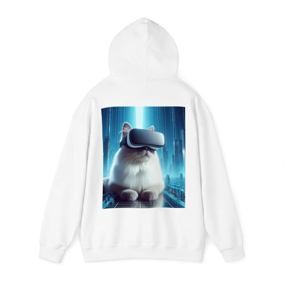 White Cat VR Headset Futuristic City – Hoodies