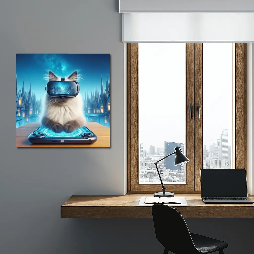 Ragdoll Cat Gaming VR Fantasy City – Wall Art