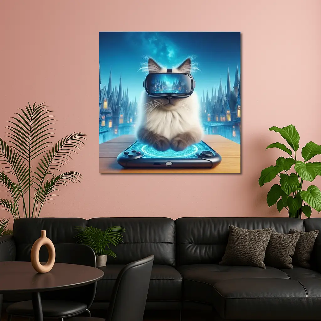 Ragdoll Cat Gaming VR Fantasy City – Wall Art
